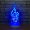 Креатив Музыка Примечание 3D Настольная лампа LED Night Light 7 цветов Изменение Bedroom сна Освещение Home Decor Подарки