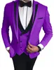 Fashion One Button Blue/White/Purple/Green Wedding Men Suits Peak Lapel Three Pieces Business Groom Tuxedos (Jacket+Pants+Vest+Tie) W1014