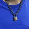 Handmade Men Women Unisex Chain Necklace Heavy Duty Square Lock Choker Metal Collar Pendant Necklaces4193453