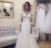 2019 Abito da sposa vintage senza schienale A Line Sheer V Neck Mezze maniche Abito da sposa Custom Made Plus Size