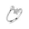 Shining Star Zircons Ring Настройки 925 Стерлингового Серебра Жемчужина Полумесята DIY Ювелирные Изделия На 5 штук