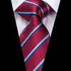 Szybka Wysyłka Męskie Jedwabne Krawaty Projektanci Moda Czerwony Niebieski Paski Krawat Hanky ​​Cufflinks Zestawy Dla Męskie Formalne Wedding Party Groom N-3185