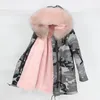 Real casaco de pele marca 2019 longa camuflagem parka jaqueta de inverno casaco mulheres parkas grande grande guaxinim colarinho de pele quente quente