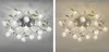 LED Ceiling Light Modern Green Leaves Light Crystal Ball Ceiling Light Aluminium Wire Ceiling Lamp Living Room Chandelier 6/10/15 lights