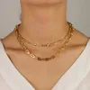 Dropshipping gold color choker necklace micro pave cz safety pin link chain choker necklace 32+8cm for wedding jewelry gift