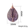 Tree of Life Wire Wrap Water Drop Halsband Pendant Natural Gem Stone Diy Jewelry Making226T