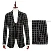 Mäns kostymer Blazers Checked Slim Men's Suit 3-Piece Set (Jacka + Byxor + Vest) Snygg Gentleman Mäns Suit Business Casual Formell Suit Set