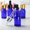 10 ml di bottiglie di contagocce per gocce di gocce blu vuoto per gocce di velias da gocce con anadri di vetro per olio essenziale liquido olio 768pcs/lotto