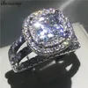 Choucong Vintage Court Ring White Gold Filled Diamante de Noivado Anéis de Casamento Banda Para As Mulheres de Noiva Dedo Jóias