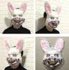 New Bunny Animal Head Mask Prank Evil Bloody Rabbit Scary Mascara PVC Plush Toy Horror Killer Anonymous White Mask For Kids Adults