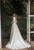 Fabulous Lace Backless vestidos de casamento Appliqued profunda V Neck mangas compridas vestidos de noiva A Linha de Trem da varredura robe de mariée