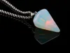 100pcs Natural Gemstone Jewelry Pendant Necklace Crystal Healing Chakra Reiki Silver Stone Hexagonal Prisme Cone Pendulum Charm Necklaces 11 style