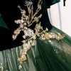 Sparkle Evening Dresses ALine Double VNeck Sleeveless Elegant Cheap Tulle Formal Party Gowns Robe De Soiree 20201802146