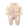 Strampler Kinder Brief Strampler 4 Farben Baby Jungen und Mädchen Set Boden warme Overalls süße Baumwolle Baby Kinderkleidung Babykleidung JY834