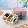 3 Grid Tarwe Straw Lunchbox Magnetron Bento Box Kwaliteit Gezondheid Natuurlijke Student Draagbare Voedsel Opbergdoos Servies