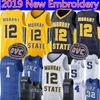 Ja Morant #12 Murray State College Real jersey Mens Yellow White Dark blue Ja Morant Basketball Jerseys Embroidery Logos