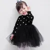 Bébé filles vêtements points princesse robes à manches longues en tricot dentelle tutu robe filles tenues enfants vêtements rose noir blanc en option DHW1972