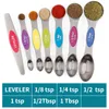 8 Pieces Magnetic Sucker Double Headed Measuring Spoon Stainless Steel Measuring Spoon Multicolor Measuring Cup Set for Bakery