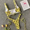 Wholebkning Yellow Snake Bikini 2019 Summer Neon High Leg Cakodwear Lady Leopard Print 2 -Place Thong Kathing Pad Bandage 2920719