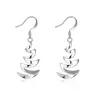 Boucles d'oreilles Crescent Bay en argent sterling plaqué DJSE203 taille 4.3CM * 1.5CM; plaque en argent 925 pour femme Dangle Chandelier bijoux boucle d'oreille