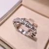 Anéis de banda mulheres jóias banhado a ouro platina 6 \ 7 \ 8 jardas única fileira cheia de anéis de cobra de diamantes11