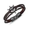 Wholesale- and American fashionable black personalized rudder braided leather bracelet bracelet