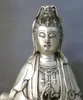 17" China Silber geschnitzte buddhistische Lotusblume KWAN-YIN Buddha Guanyin