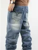 Hrem estilo grandes jardas jeans masculino novo hip hop baggy jeans hip solto calças retas calças casuais long263u