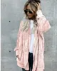 Misto lana da donna Donna Plus Size Cappotto tinta unita in pelliccia sintetica Tinta unita Cappotto giacca da pane aperto davanti a maniche lunghe con 9 colori