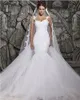 2019 Ny billig Berta Sexig Sheer Back Mermaid Bröllopsklänningar Spaghetti Straps Lace Appliqued Bridal Gown Saudiarabien Vestidos FH1