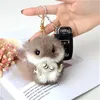 Real Genuine Mink Fur Hamster Mouse Toy Doll Pompom Ball Bag Charm Keychain Pendant Keyring248e