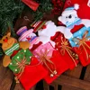 Sacchetto di caramelle natalizie Borsa regalo di calzini di Babbo Natale in feltro Borsa regalo di campana in tessuto non tessuto di Natale per bambini Decorazione da appendere all'albero di Natale