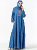 9325 grande porte vestes das mulheres novo Oriente Médio bordado vestido ocasional muçulmana viagem Dubai manga longa plissada árabe conservador