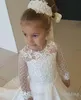 2019 Ücretsiz Kargo Prenses ucuz Güzel Kutsal Beyaz Çiçek Kız Elbise Bebek Uzun Kollu Pretty Çocuklar ilk komünyon Elbise