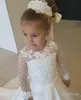 2019 Livraison Gratuite Princesse Pas Cher Belle Sainte Blanc Fleur Fille Robes Enfant Manches Longues Jolis Enfants Première Robe De Sainte Communion