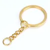 Llavero de oro de 28 mm Llavero Anillos divididos redondos con cadena corta Llaveros de bronce de rodio Mujeres Hombres Joyería DIY Fabricación de llaveros Accesorios