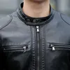 メンズレザージャケットデザインスタンドカラーコート男性カジュアルオートバイレザーコートメンズシープスキンジャケットウインドブレーカーコート