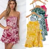 Summer Strap Print Floral Mini Boho Bohemian Beach Dress Women Sundress Sexy Casual Vintage Ladies Dress multi design