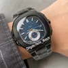 Новые 40 5 мм 5980 5980 1A-014 Азиатские автоматические мужские часы с черным циферблатом PVD Полностью черный стальной браслет Спортивные часы PPHW Hello watch 5 Co234h