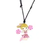 Mode Crystal Cheerleader Cartoon Figur Dance Girl Pendant Cheerleading Girl Sports Justerbar Wax Rope Necklace