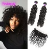 Wet And Wavy 2 Bundles With Lace Frontal Ear To Ear Peruvian Human Hair Bundles With Frontal Free Part Nataural Color Water Wave