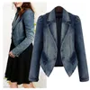 2019 printemps femmes Denim veste bleu basique manteaux décontracté mince à manches longues grande taille mode court jean veste pour fille