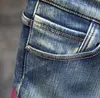 新しいメンズデザイナーバイクジーンズファッションカジュアルスリムパンツ長い刺繍ジッパーラグジュアリージーンズ送料無料