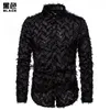 Striped Fake Feather Shirt Men Brand New Black Białych długich rękawów sukienki Seksowna klubowa impreza na scenę PROM HOMME XXL234J