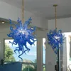 Lustres LED contemporains et suspension pour bar lustre bleu décoration de la maison luminaire en chaîne de verre soufflé à la main