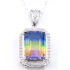 2PCSSET NEW Wedding Party Pendant Ring Smycken Set Bi Falled Tourmaline 925 Sterling Silver Necklace Lady Exquisite Sets4423960