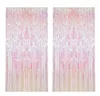 Wholesale party backdrop Wedding room decoration Foil Curtains 1Mwide and 1M long Colorful transparent rain-silk curtain tassels WQ63