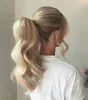 Mel loira clipe em extensões de rabo de cavalo de cabelo humano 121620 polegadas natural onda do corpo pedaço de cabelo envoltório em torno de cauda de cavalo para women6726875