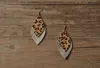 Leopard leather earrings New Designer Real leather earrings European and American leopard double-layer leaves earrings GB1013