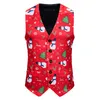 Jul Män kostym Väst kostym Waistcoat Top Chalecos Para Hombre Gilet Print Ärmlös Tank Toppar Party Evening Mäns Kläder